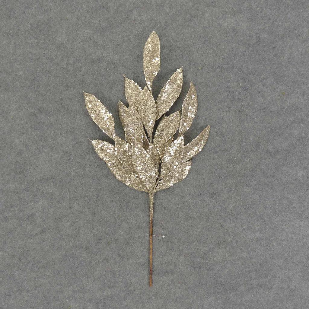 LEAF SPRAY X3 17" (4/BAG) GLITTER/PLATINU
