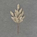 LEAF SPRAY X3 17" (4/BAG) GLITTER/PLATINU