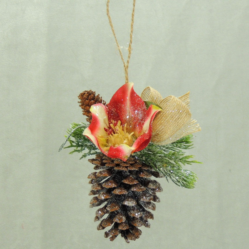 ORNAMENT HELLE/CONE/BERRY/MISTL W/FROST RED