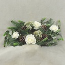 24" CENTERPIECE ROSE/QAL/BERRY W/FROST CREAM