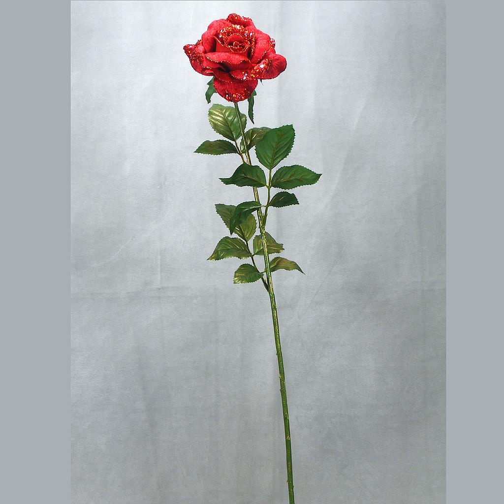ROSE CABBAGE GLIT. SPRAY RED FLOCKED