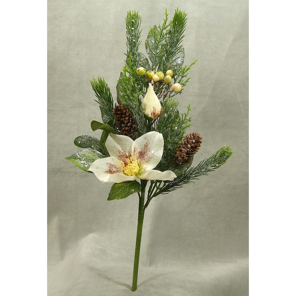 HELLEBORUS/CONE/PINE/BERRY/MIST 18" SPRAY MAUVE