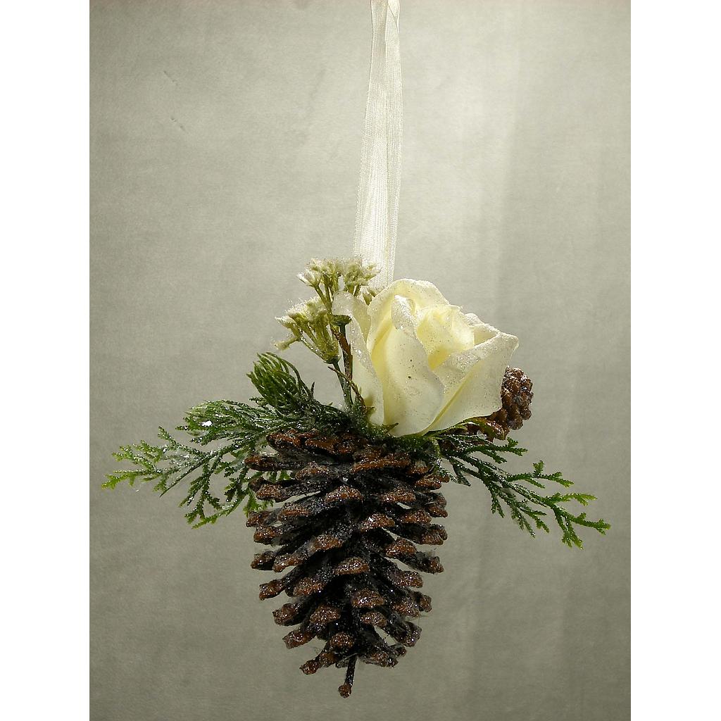 5.5" ORNAMENT ROSE/CONE/QAL/CED