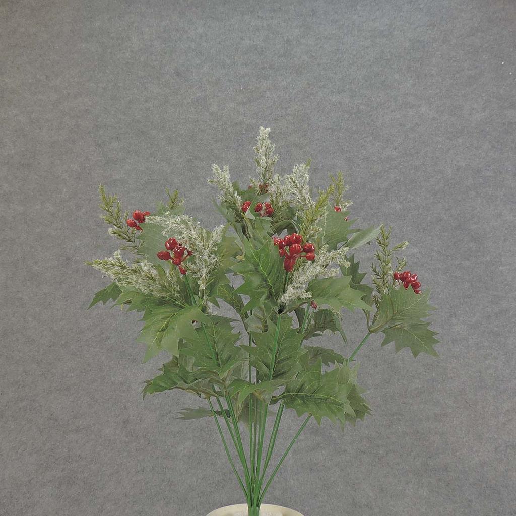 HOLLY/PINE BUSH X12 W/SNOW 20"