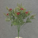 HOLLY/BERRIES/PINE W/SNOW BUSH X14 20"