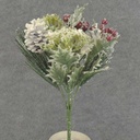 Q.A.L./PINE/BERRIES/CONE BUSHx9 13.5" W/FROST