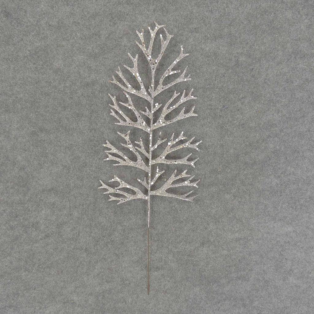 STAGHORN GLITTER SPRAY 20"       SILVER