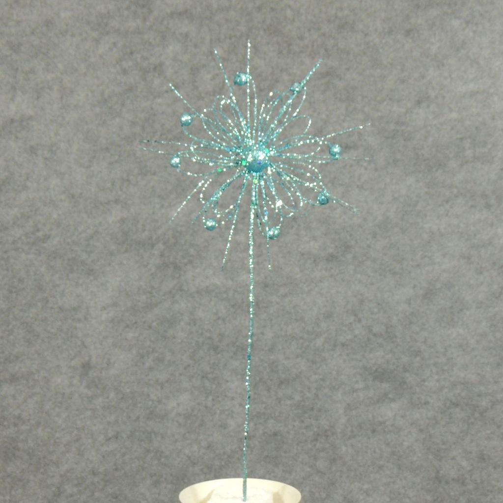 SNOWFLAKE GLITTER PICK 15"  BLUE