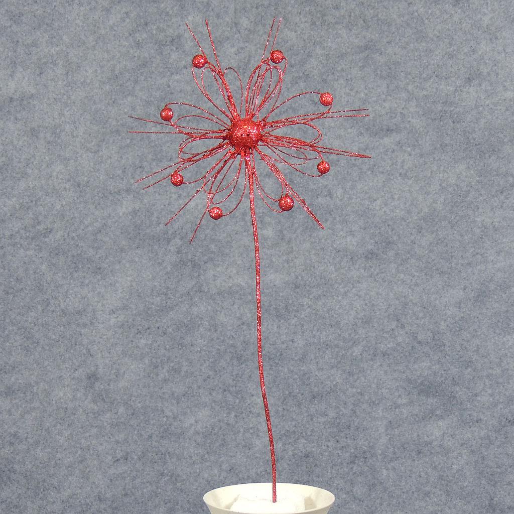 SNOWFLAKE GLITTER PICK 15"  RED