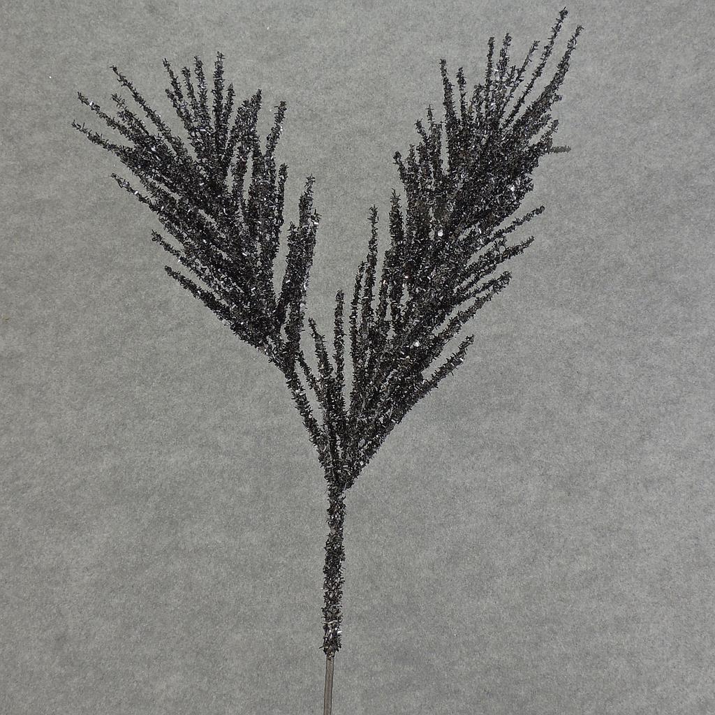 SEQUIN PINE SPRAY 25"  BLACK