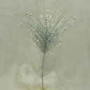 15" GLITTER PINE/BEAD SPRAY SILVER