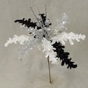 12" GLITTER LEAF/BERRY SPRAY (6/BG)BLK/WHT/SIL