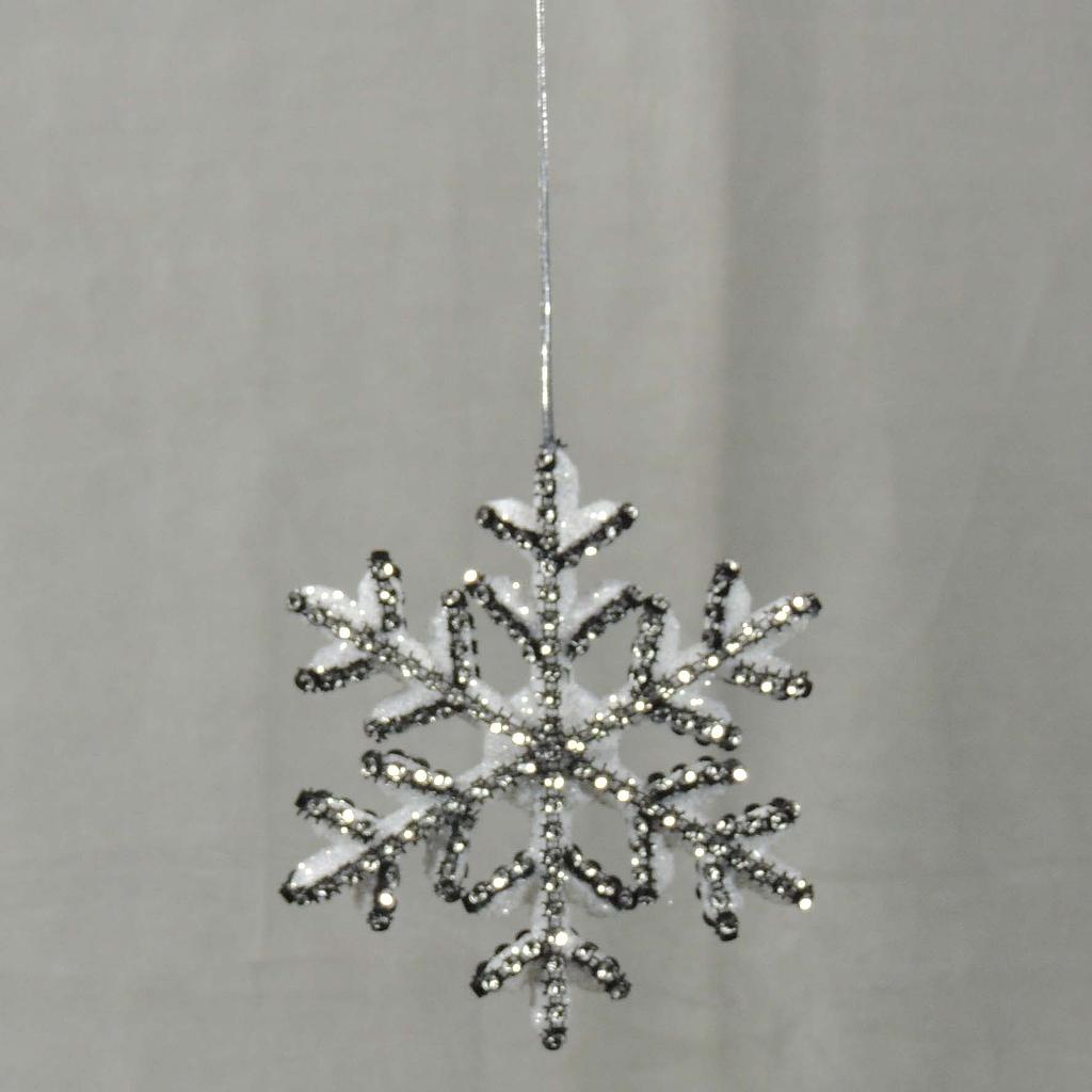 SNOWFLAKE 6" HANGING SEQUIN/GLT