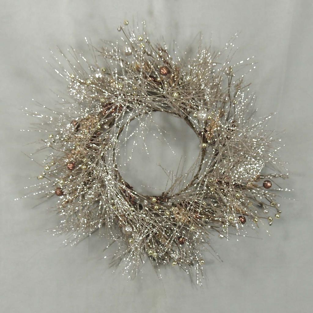 22" WREATH GLITTER PINE/TWIG