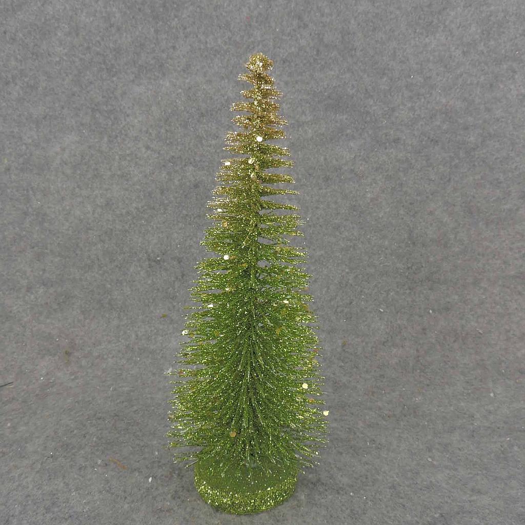 TREE 10" GREEN/GOLD GLITTER