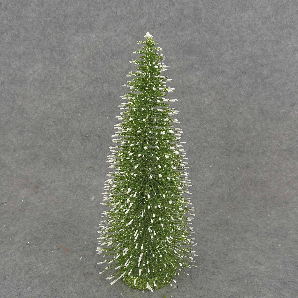 TREE 14" GREEN GLITTER/SNOW