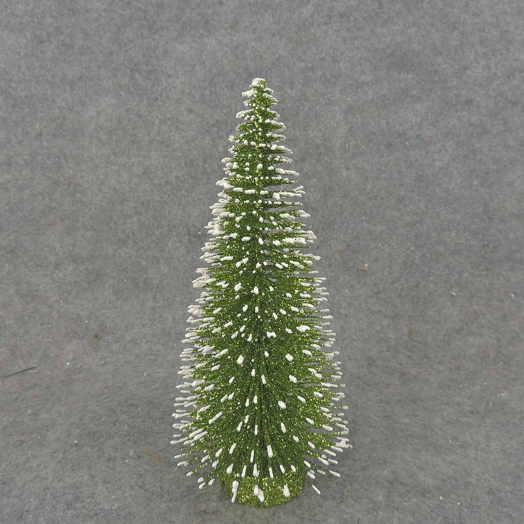 TREE 8.5" GREEN GLITTER/SNOW