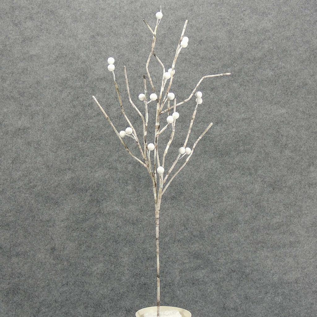 24" WILLOW BRANCHES W/BERRIES WHITE