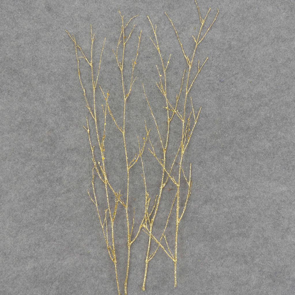24" TWIG SPRAY W/GLITTER 4/BAG GOLD