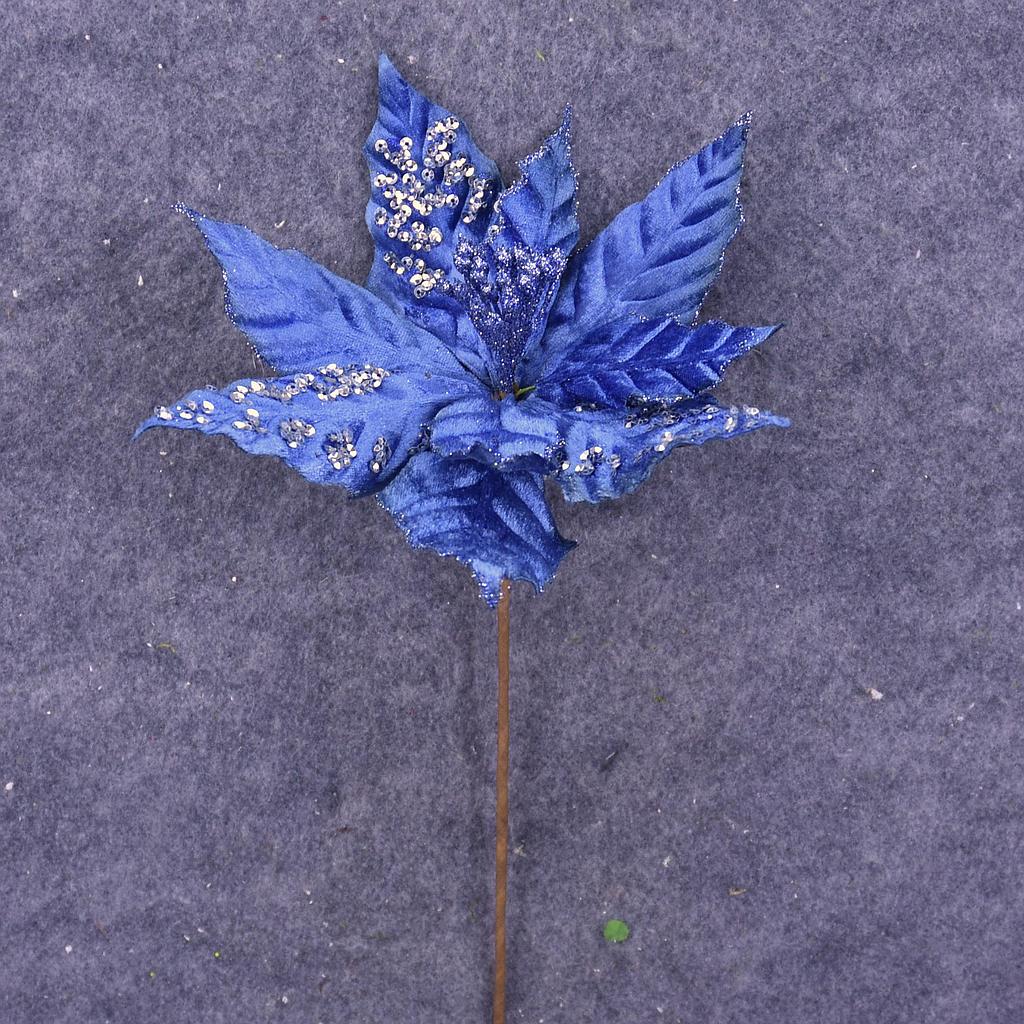 [XA6012-NAV] 12" POINSETTIA PICK 10" dia BLM VELVET NAVY
