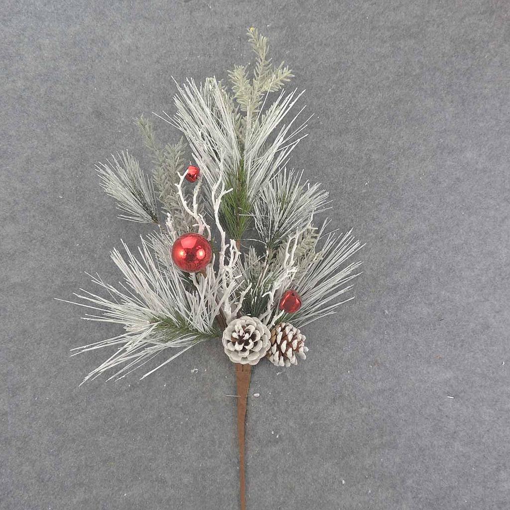 PINE SPRAY FLOCKED 31" W/CONES & RED BELLS