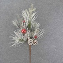 PINE SPRAY FLOCKED 31" W/CONES & RED BELLS