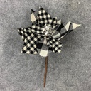 POINSETTIA PICK 13" BLACK/WHITE PLAID
