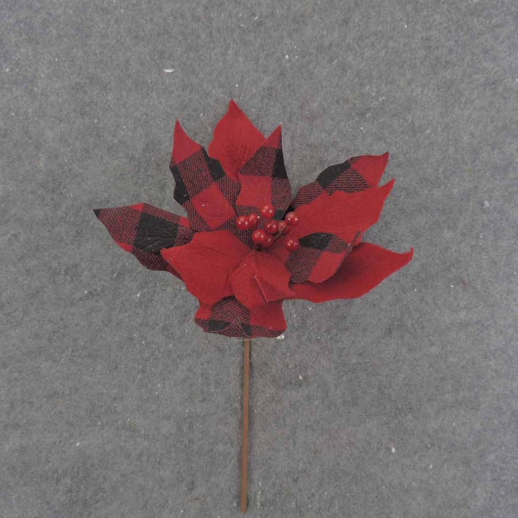 13" POINSETTIA PICK RED/PLAID