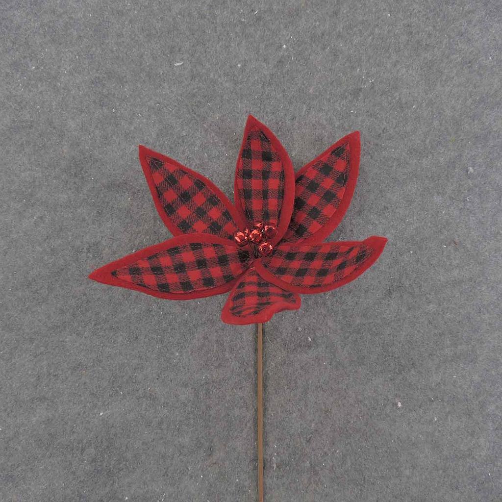 POINSETTIA PICK 13" RED PLAID