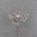 14" POINSETTIA PICK BLACK/WHITE PLAID