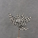 POINSETTIA PICK 14" BLACK/WHITE PLAID (NO GLITTER)