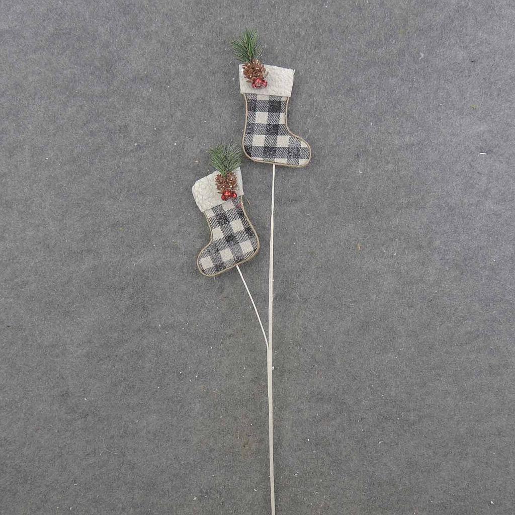 STOCKING SPRAY X2 27" BLK PLAID