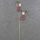 27" STOCKING SPRAY X2 RED PLAID