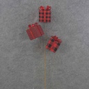 GIFT BOX SPRAY X3 24"  RED/BLACK PLAID MIX