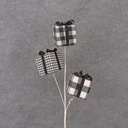24" GIFT BOX SPRAY X3 BLACK/WHITE PLAID MIX