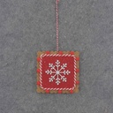 SNOWFLAKE ORNAMENT 4.75" SQUARE RED