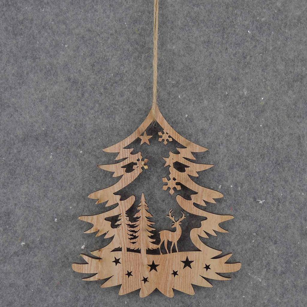 6" TREE WOOD CUTOUT ORNAMENT NATURAL