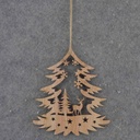 TREE WOOD CUTOUT ORNAMENT 6" NATURAL