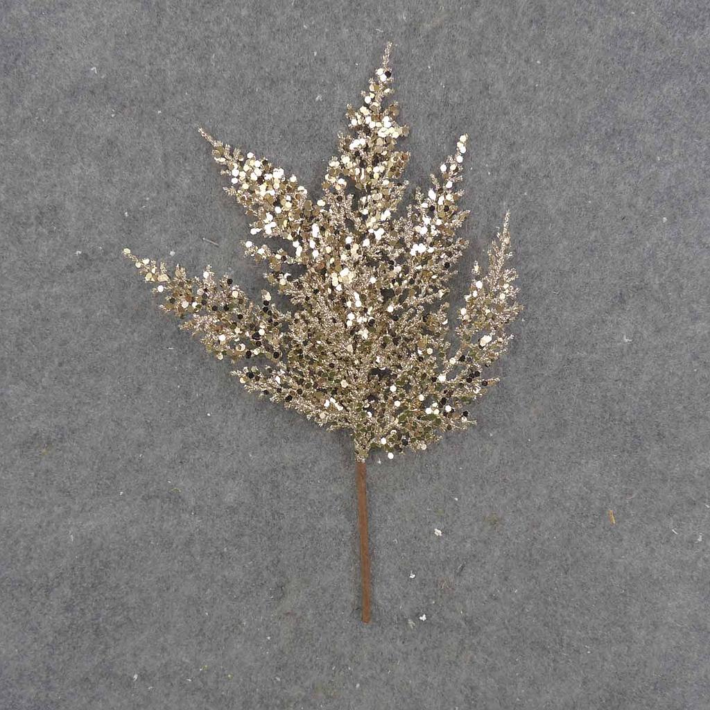 12" FERN SPRAY W/GLITTER GOLD