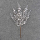 12" FERN SPRAY W/GLITTER SILVER