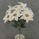 16" POINSETTIA BUSH VELVET X12 WHITE