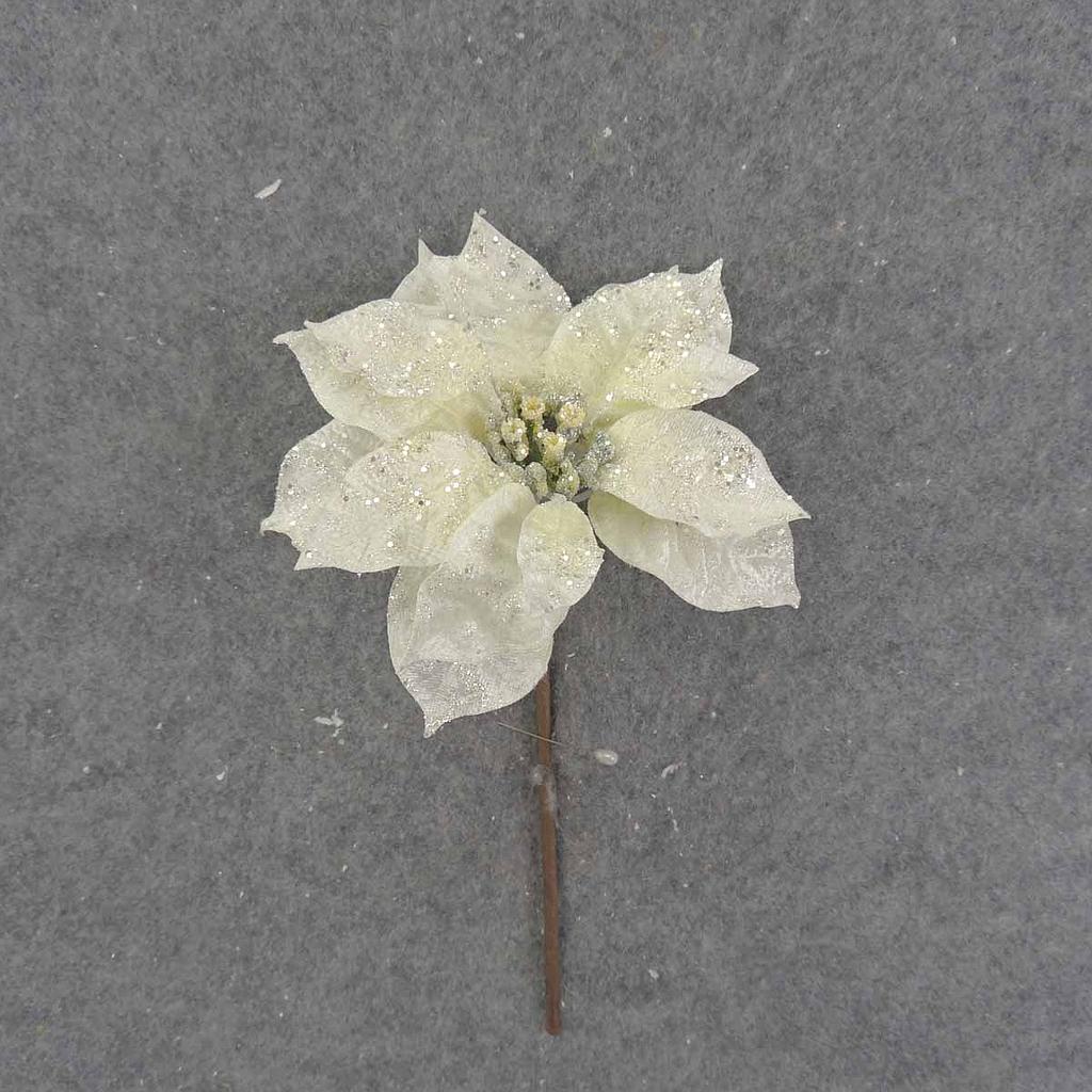 POINSETTIA PICK (7"dia) 10" CREAM VELVET