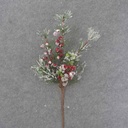 PINECONE & RED BERRY SPRAY 21" W/ SNOW