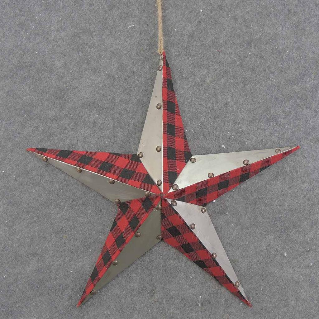 [XH9001] 15.75" STAR HANGER SILVER & PLAID