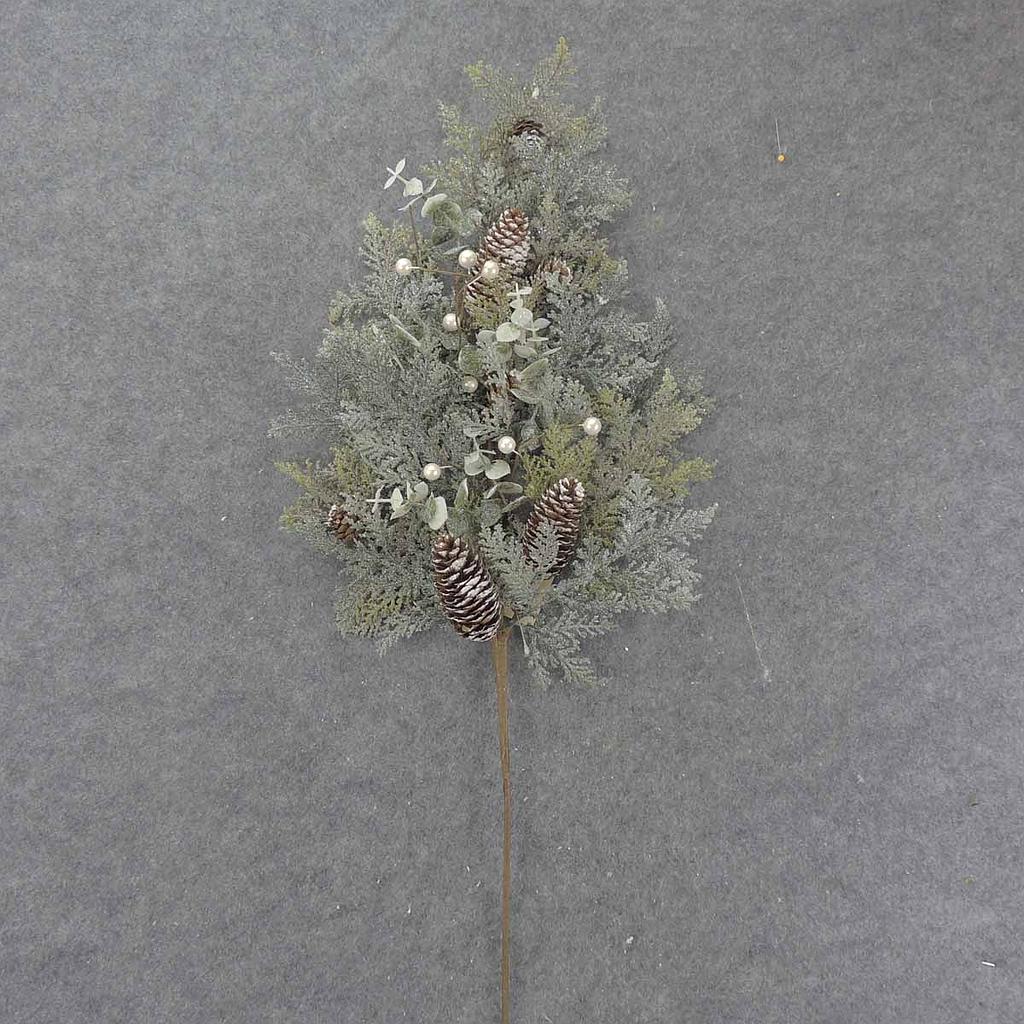 FROSTED CEDAR SPRAY 31.5" W/CONE & EUCALYPTUS