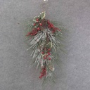 PINE & BERRY DOOR HANGER 24" W/CONES & HOLLY