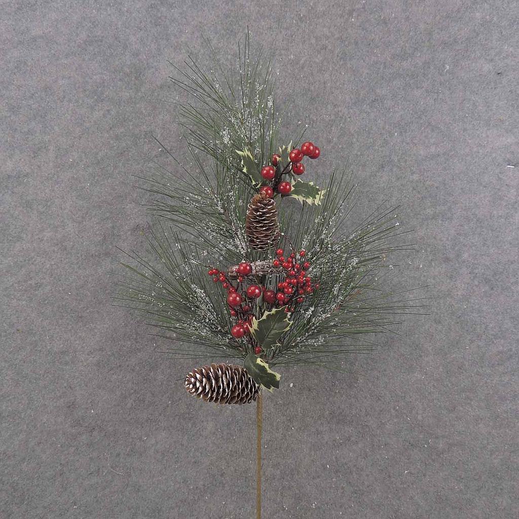 PINE & BERRY SPRAY 26.5" W/CONES & HOLLY