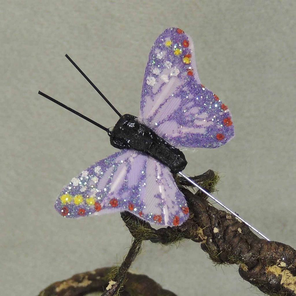 [B6721S-LAV] 1.5" LAVENDER GLITTER BUTTERFLY W/WIRE