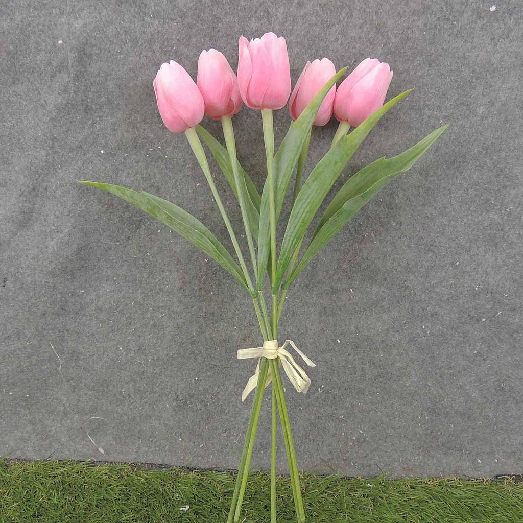 17" TULIP BUNDLE X5 PINK (PLASTIC)