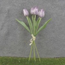 TULIP BUNDLE X5 17" PURPLE/WHITE (PLASTIC)